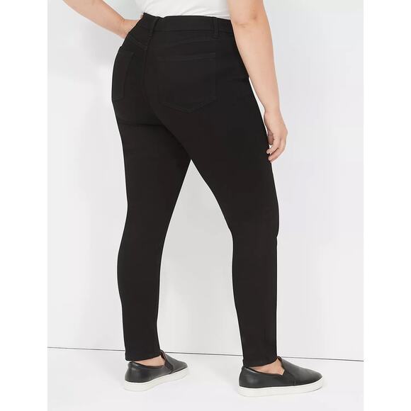 Lane Bryant Signature Fit Sateen Skinny Mid Rise Black Jeans Plus Size 28 NWT - Picture 2 of 16